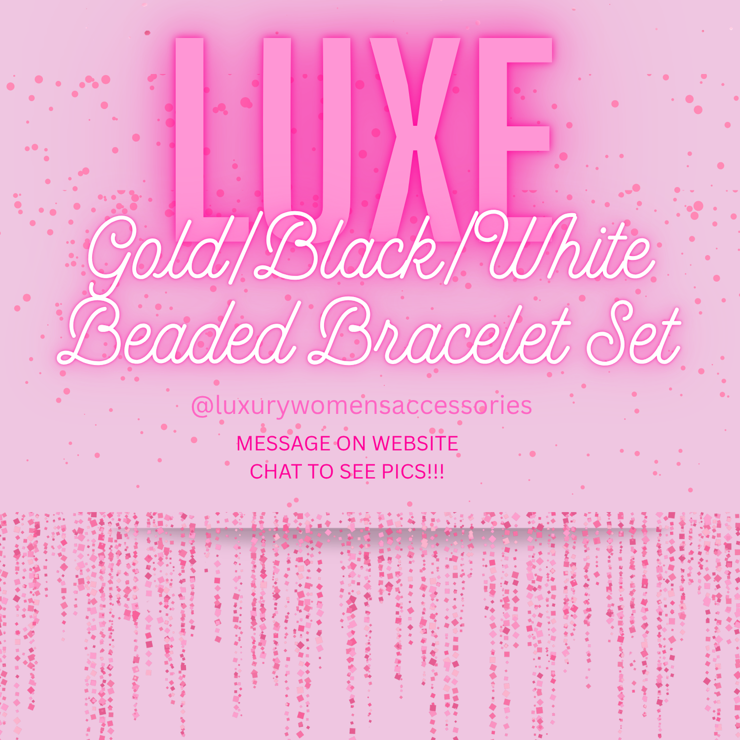 "Luxe" Gold/Black/White Beaded Bracelet Set(set of 2)
