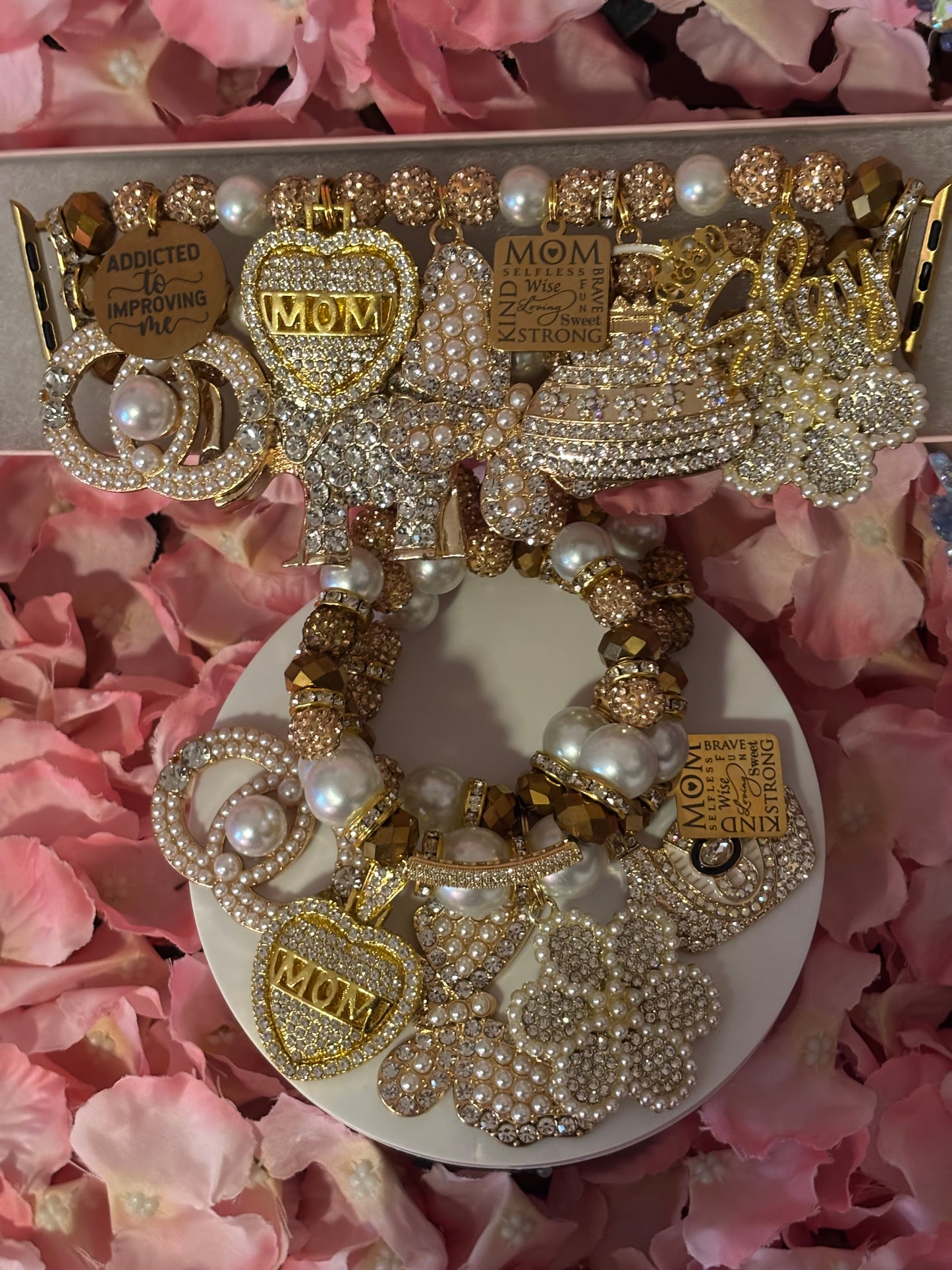 “Luxurious” Gold Pearl Beaded Watchband(42/44/45/49MM)