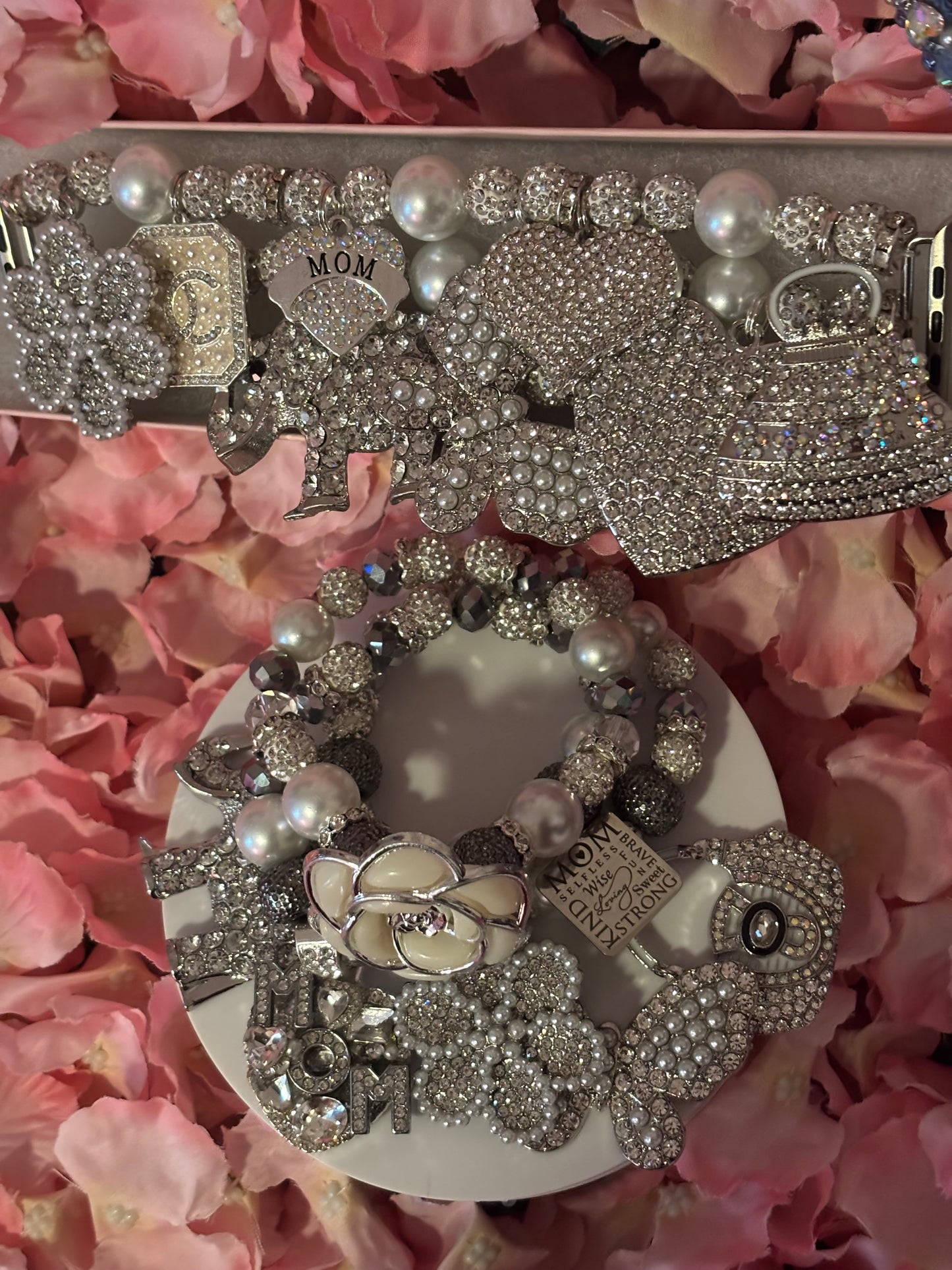 “Luxurious” “Silver Pearl” Beaded Watchband(42/44/45MM)