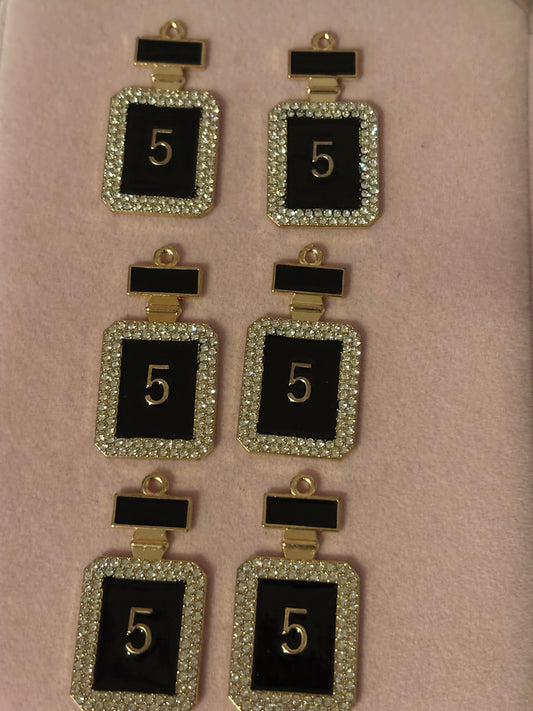 Black/Gold Perfume Bottle Charms(1pc.)
