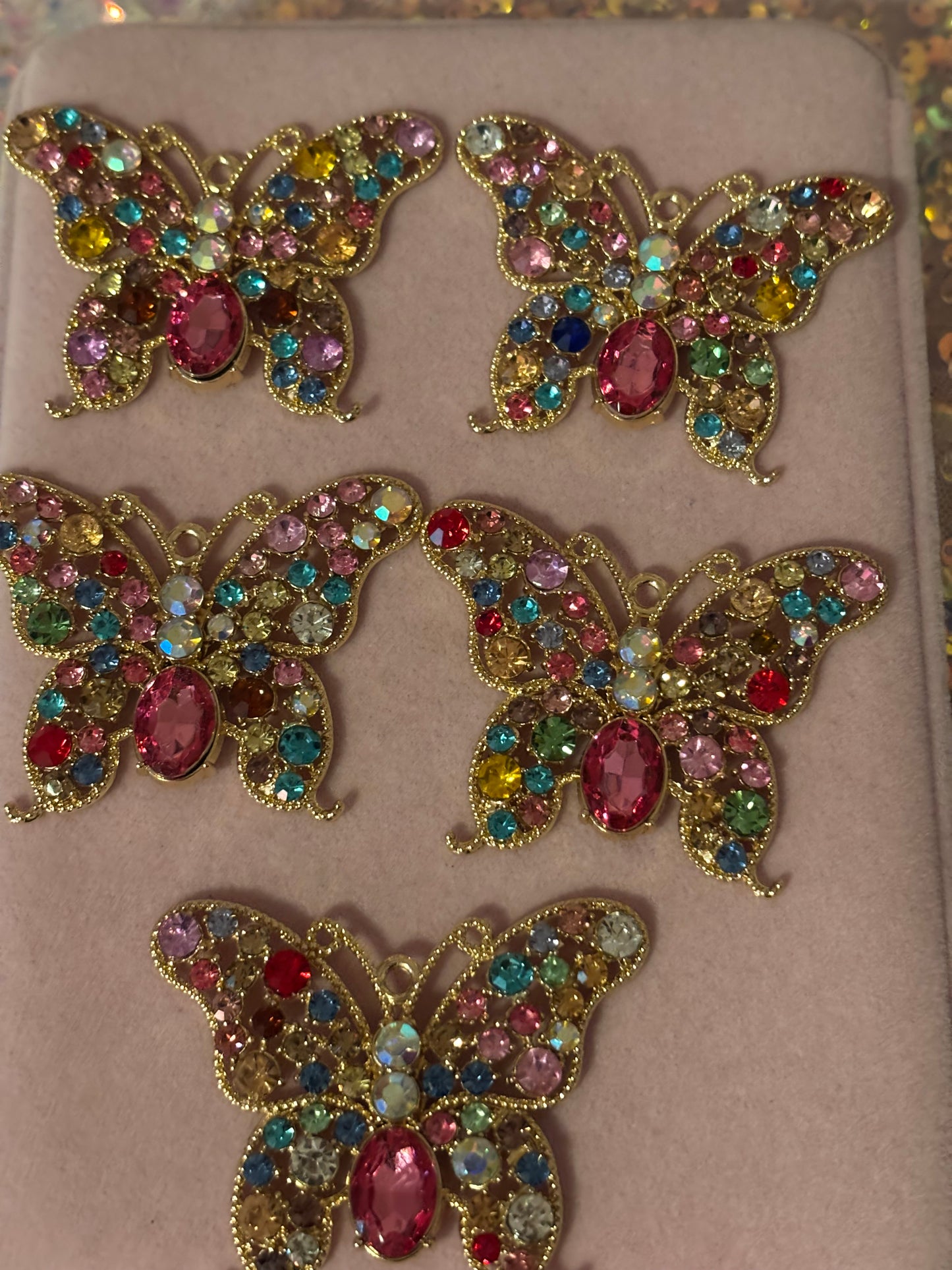 Large Colorful Bling Butterfly Charms(1pc.)