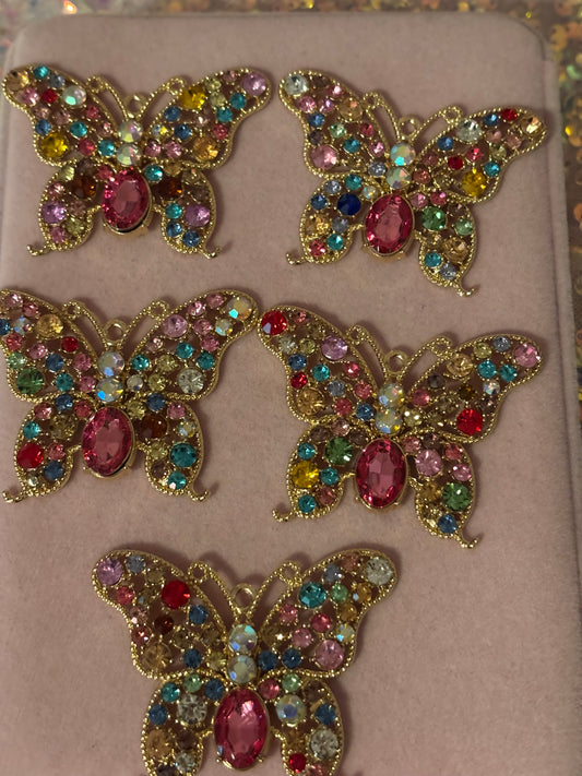 Large Colorful Bling Butterfly Charms(1pc.)