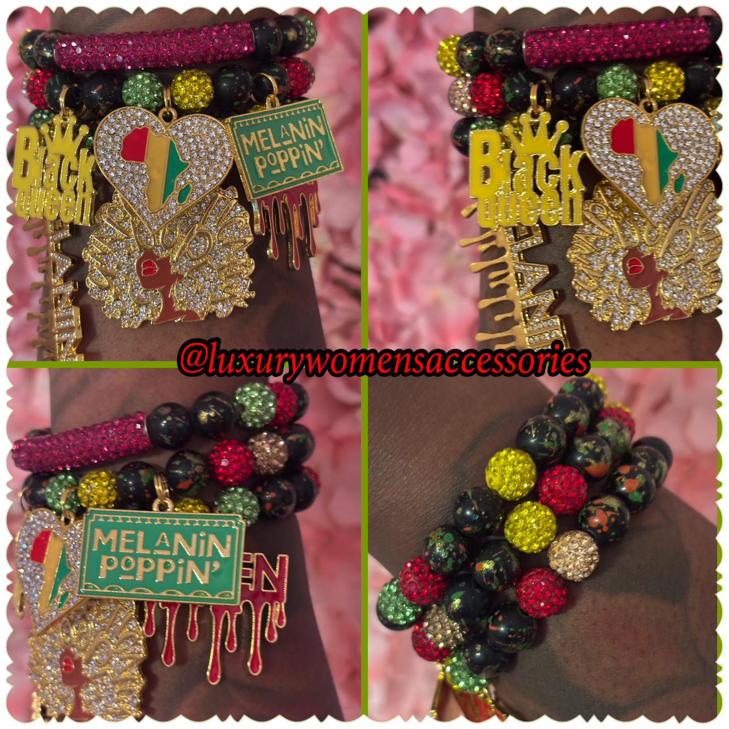 “Black Queen” Beaded Bracelet Set(set of 3)