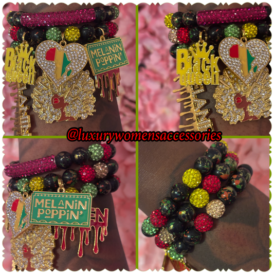 “Black Queen” Beaded Bracelet Set(set of 3)