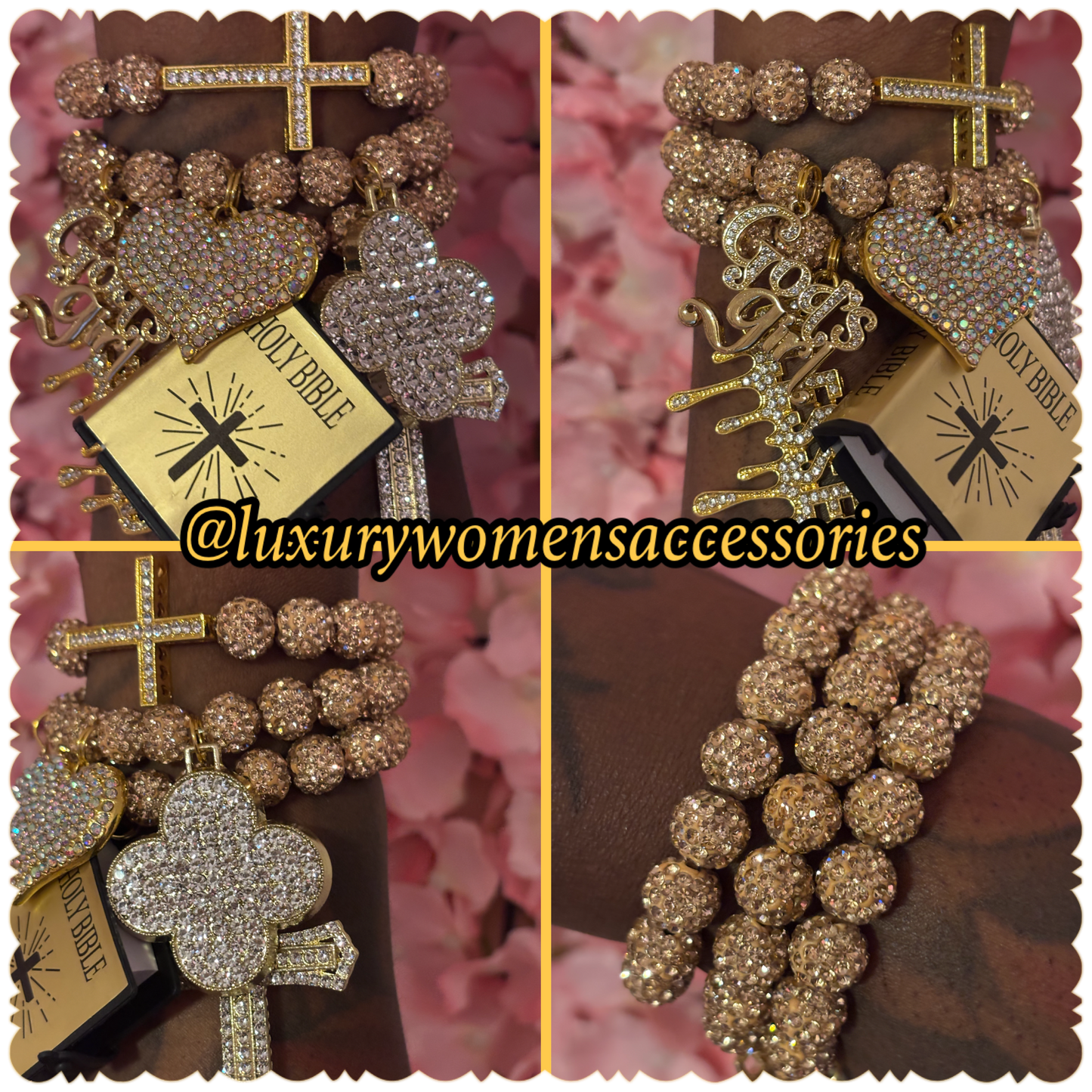 “Restocked” Gold Religious Beaded Bracelet Set(set of 3)