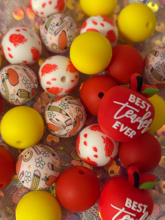 “Teacher” Focal  Bead Mix(set of 10)