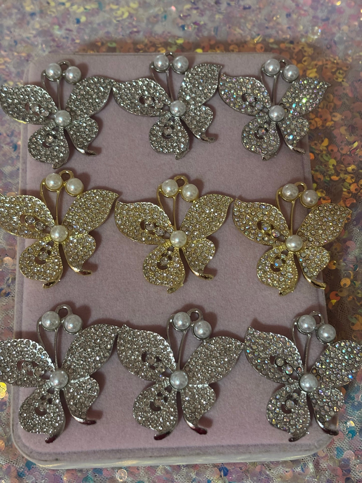 "Bling" Pearl Butterfly Charms(1pc.)