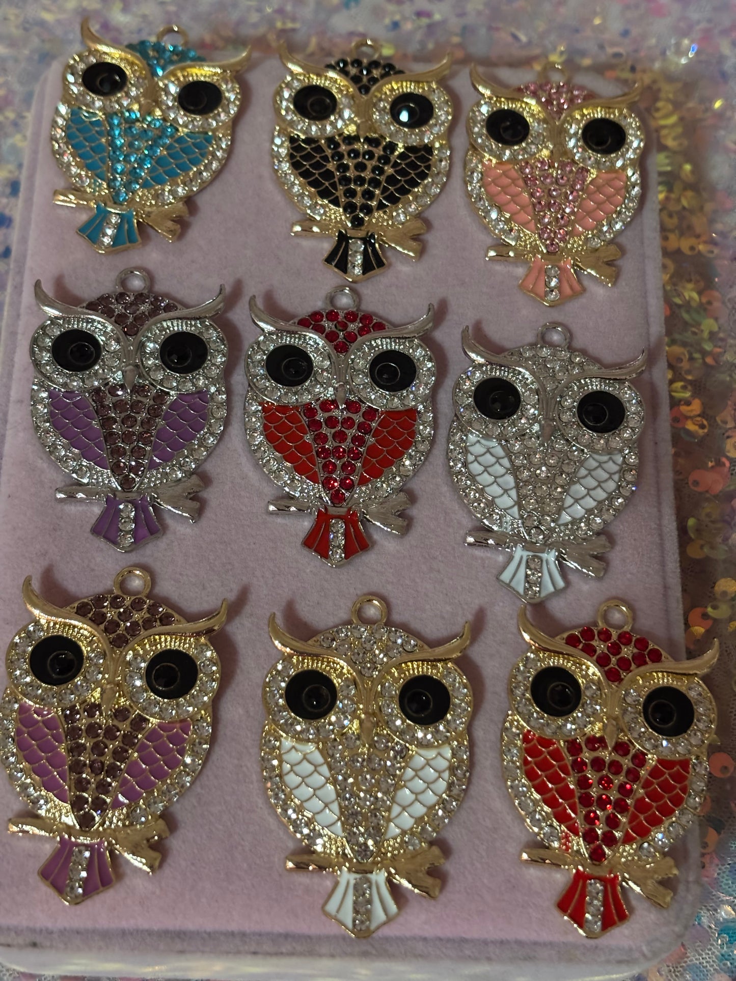 "Bling" Color Owl Charms(1pc.)