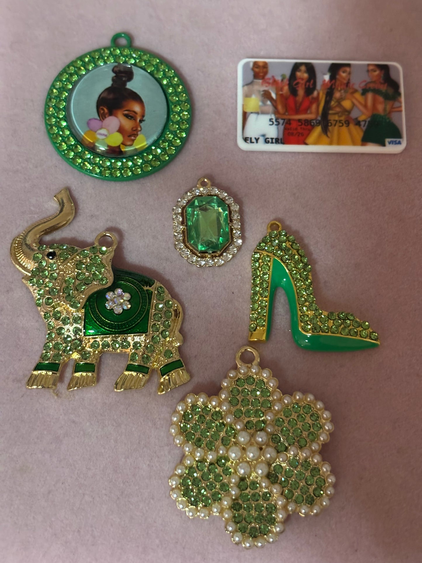 "Green/Gold" Charm Set(set of 6)