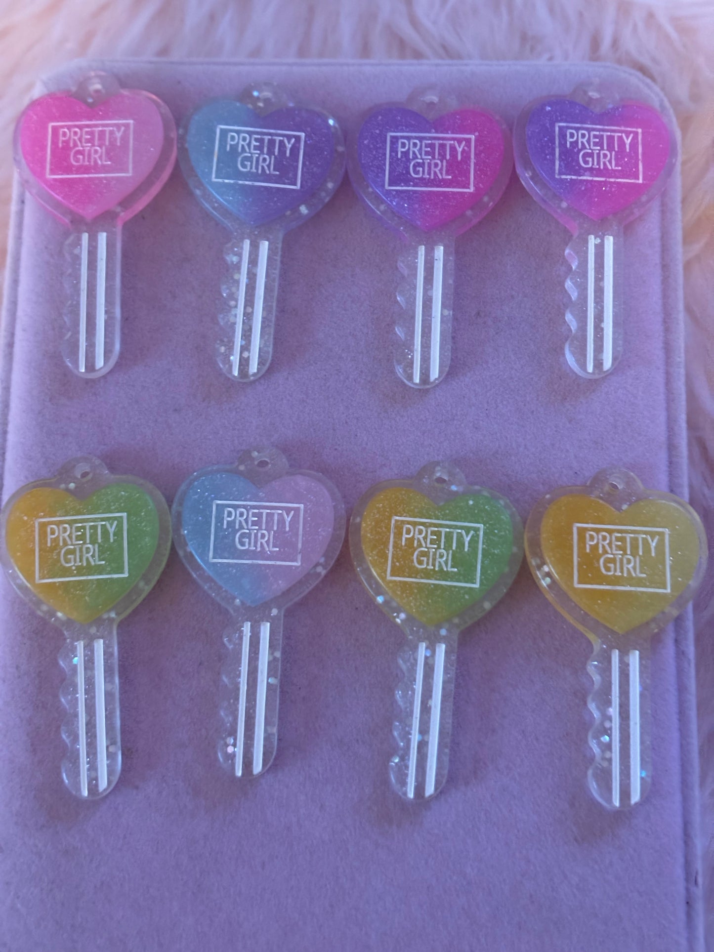 Glitter Heart Key Charms(1pc.)