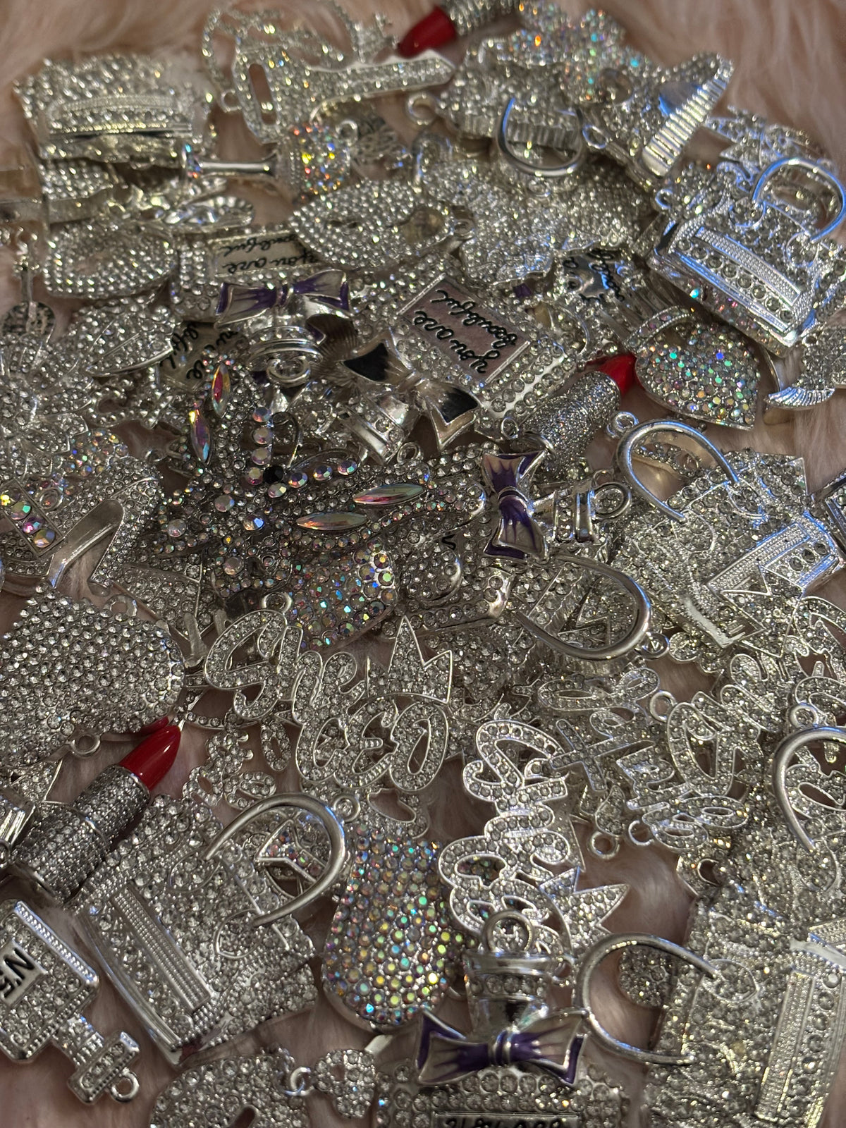 "New" Silver Bling Charm Mix(set of 10)