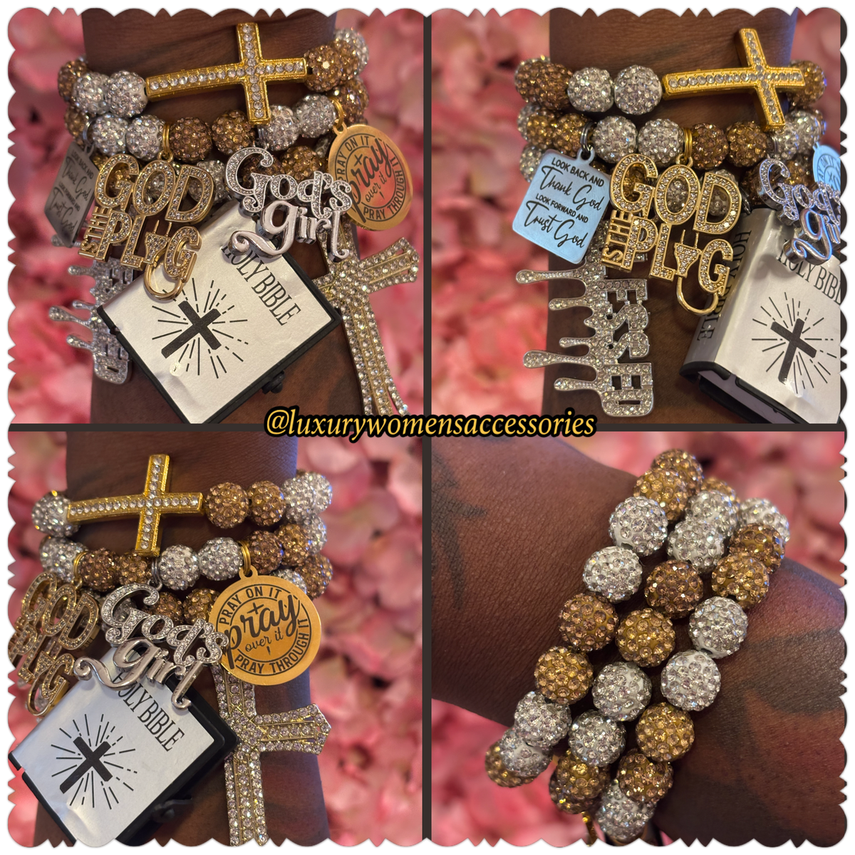 (Restocked) Silver/Gold Religious Beaded Bracelet Set(set of 3)