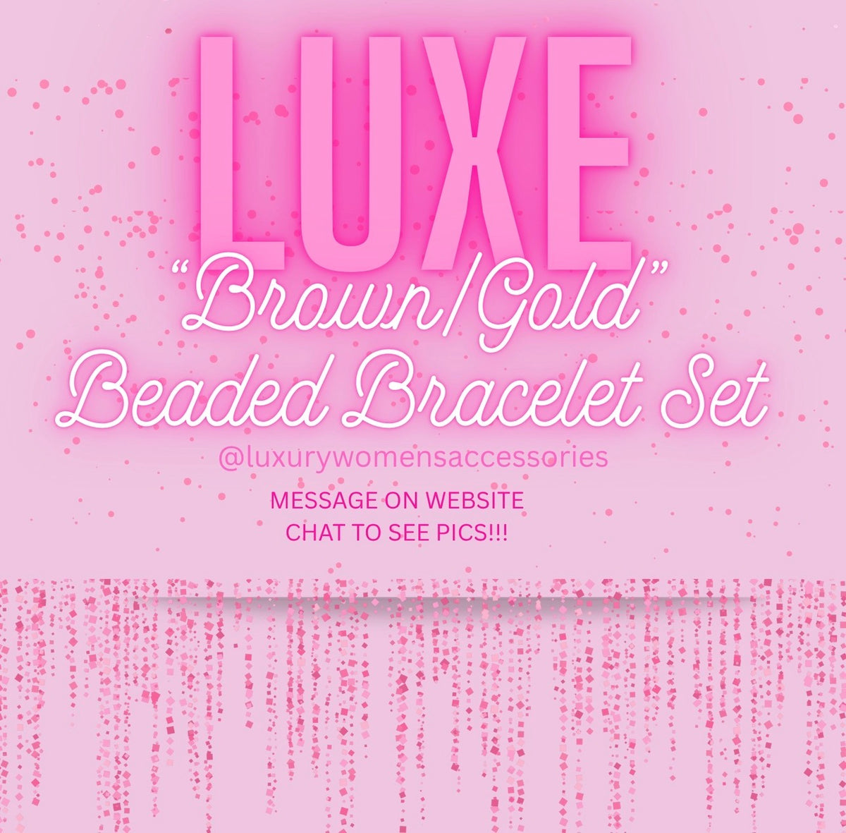 "Luxe" "L" Brown/Gold Beaded Bracelet Set(set of 3)