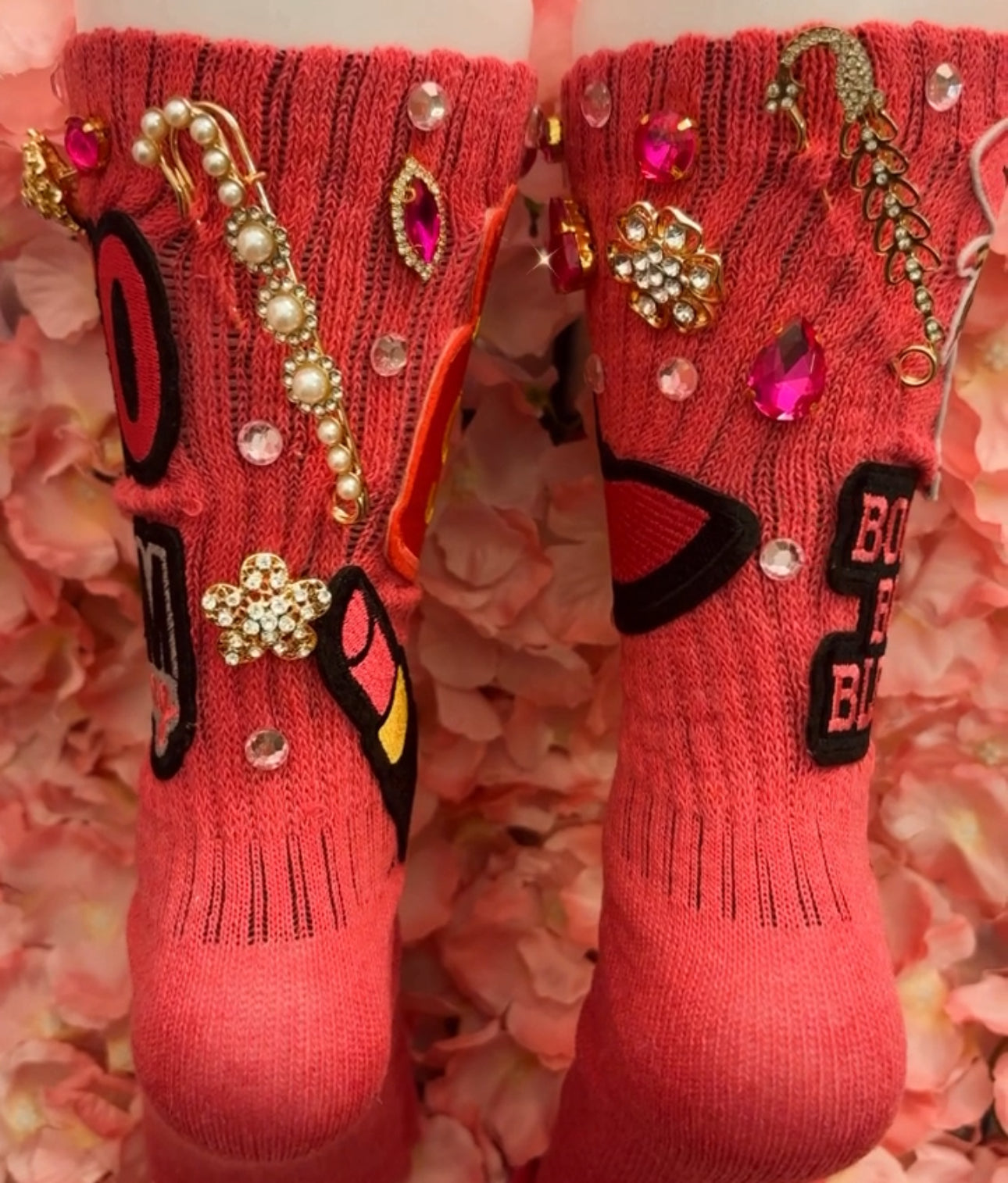 Pink CEO Bedazzled Socks(1pair)(Made To Order)
