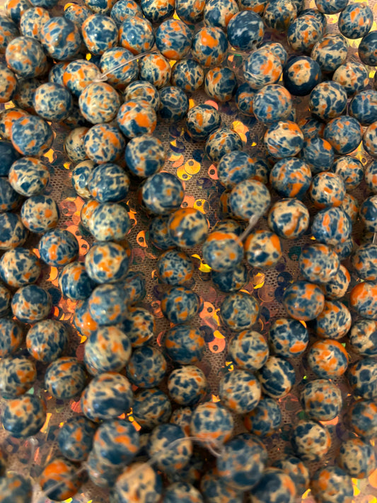 Blue/Orange Natural Stone Beads(1strand)