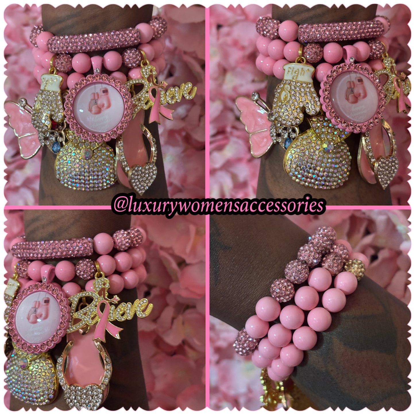 “Restocked" "LUX” Breast Cancer Awareness Bracelet(set of 3)