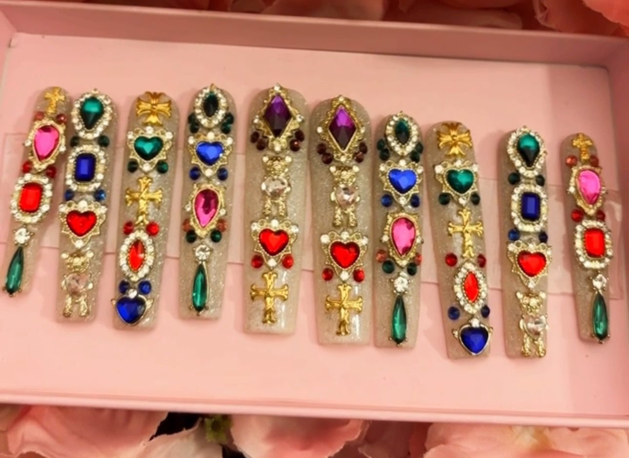 Colorful Bling Press-On Nails(Ready To Ship)