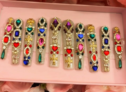 Colorful Bling Press-On Nails(Ready To Ship)
