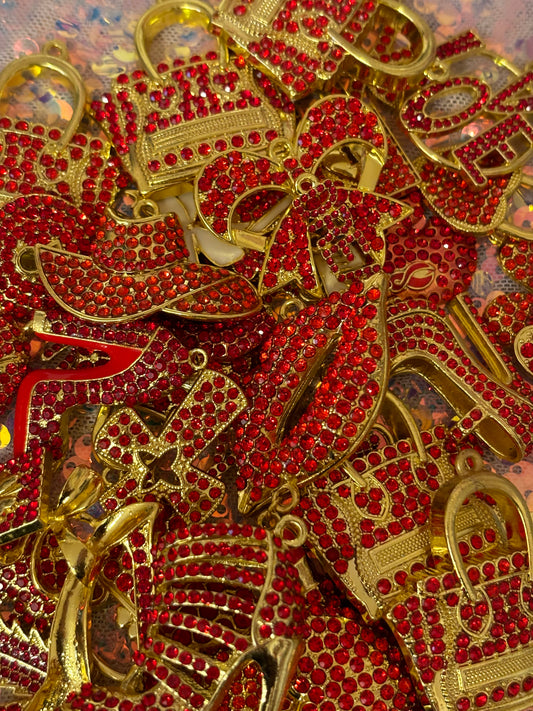 Red/Gold Bling Charms(set of 10)