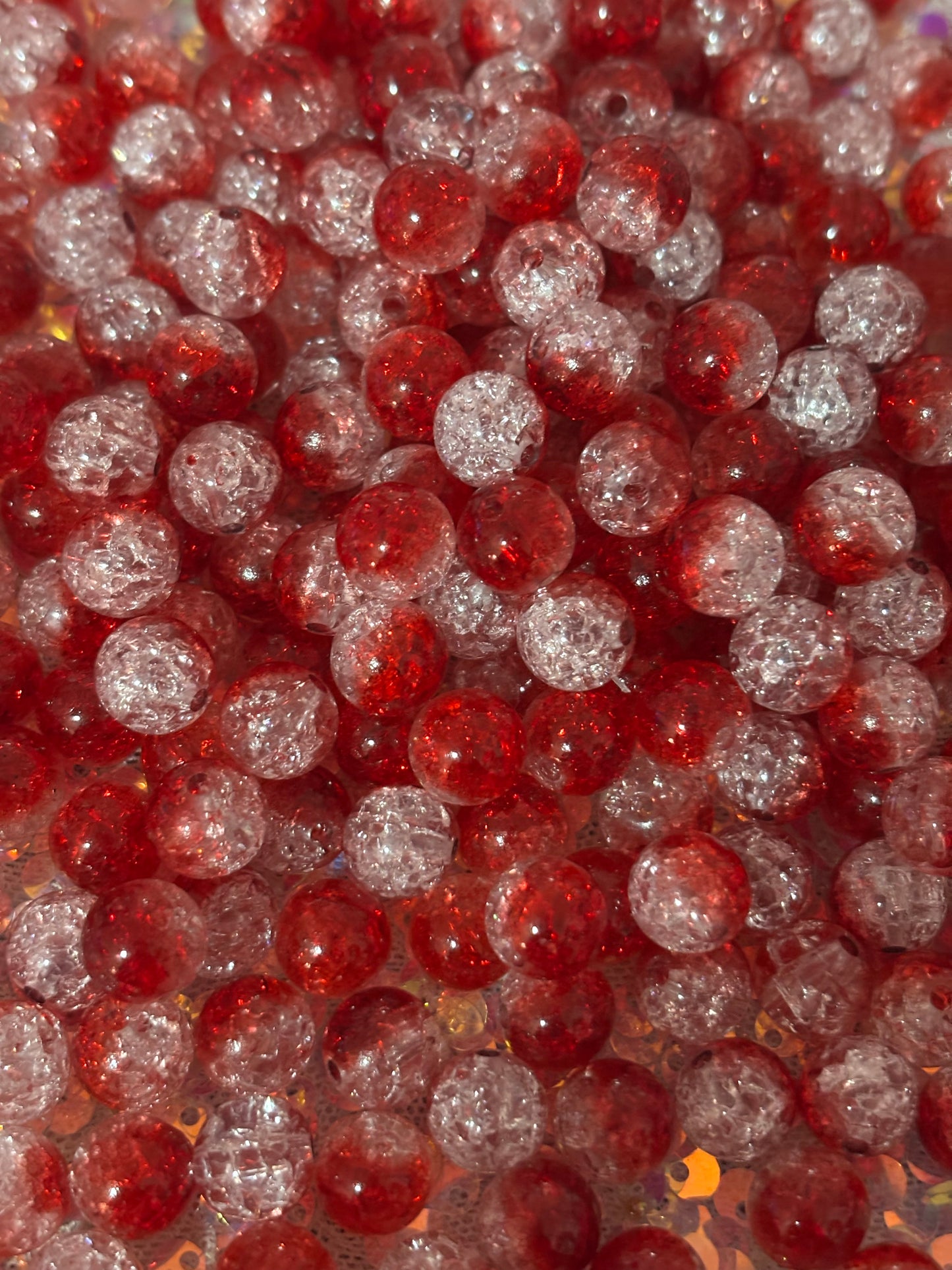 Red/White Crackle Beads(40ct.)