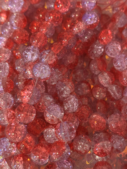 Red/Pink Crackle Beads(40ct.)