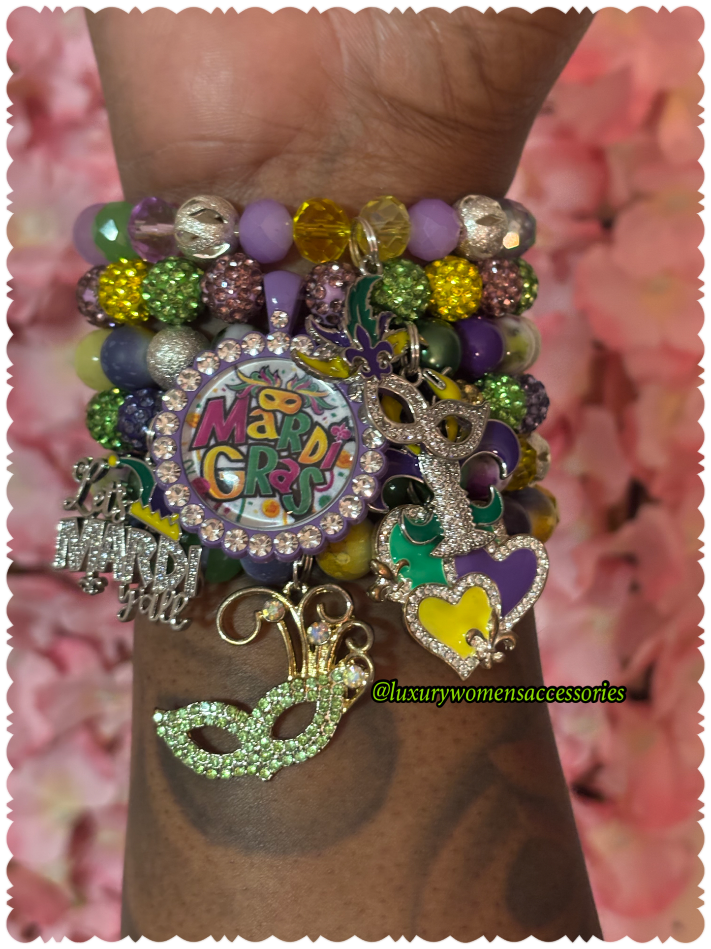 Single "Mardi Gras" Beaded Bracelets(1pc.)