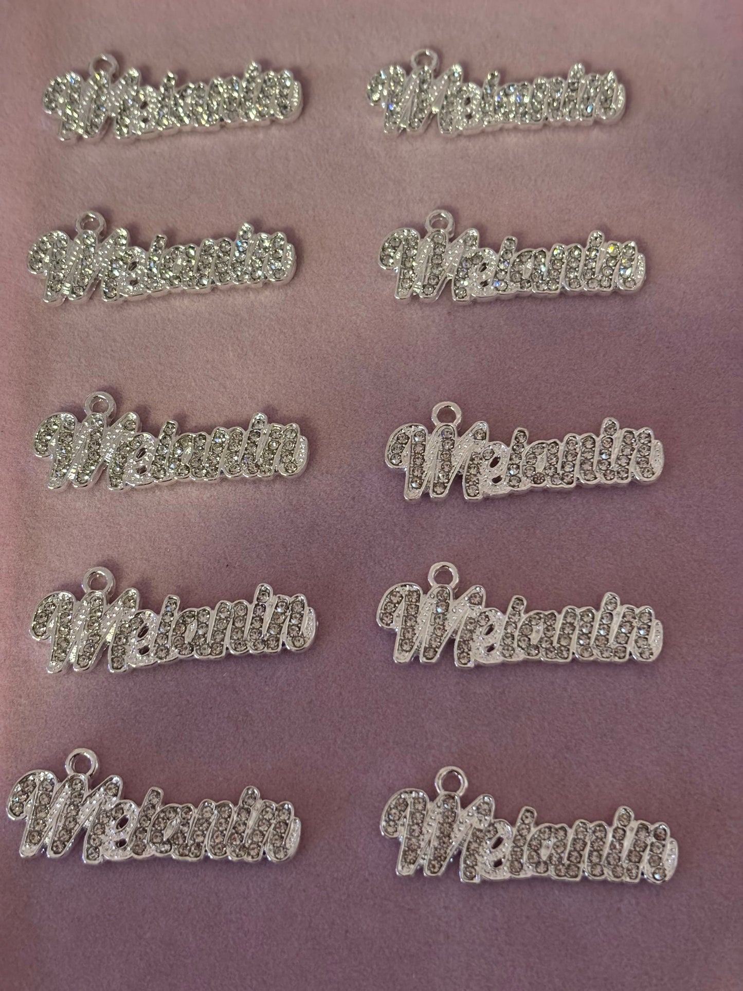 “Bling” Silver “Melanin” Word Charms(1pc.)
