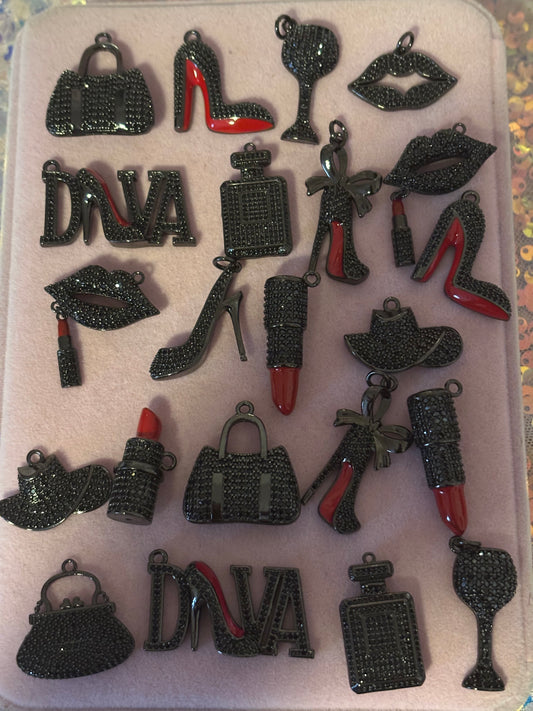 Black/Red “Bling” Fashionable Charms(set of 5)