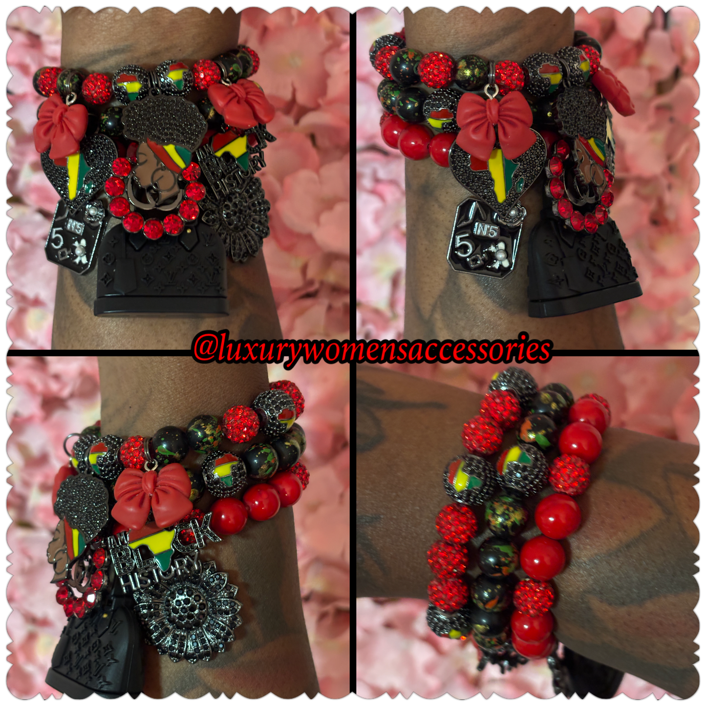 "Black Excellence" Beaded Bracelet Set(set of 3)