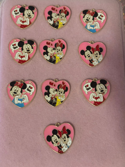Pink Heart “Love” Charms(1pc.)