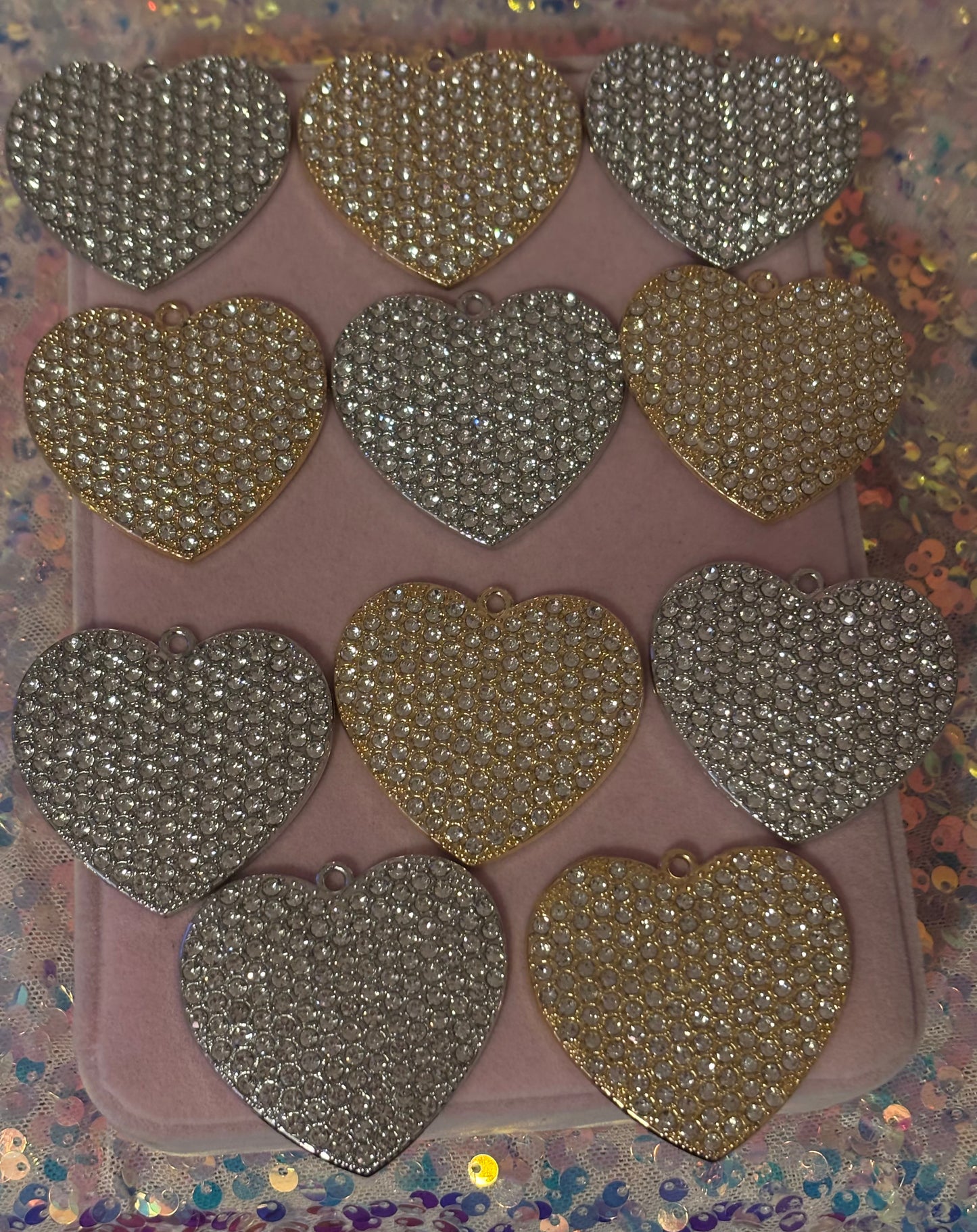 Large “Bling” Heart Charms(1pc.)