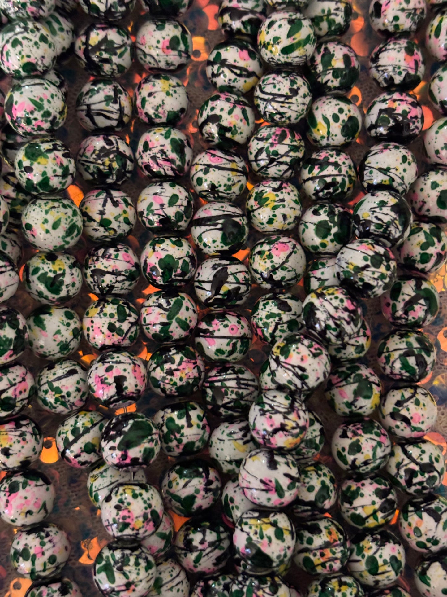 White "Splatter" Beads(40ct.)
