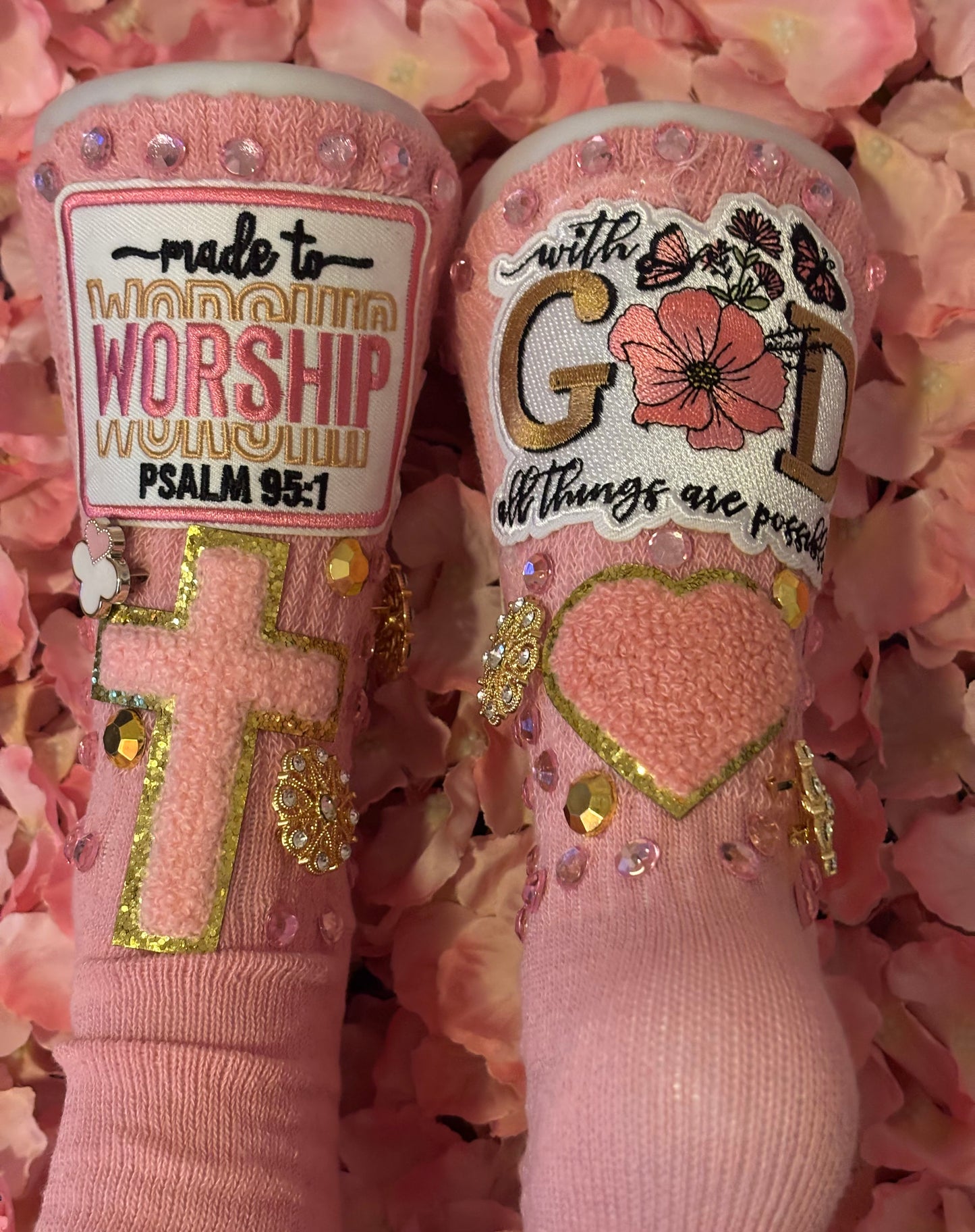 Religious “ Bedazzled” Socks(1pair)(Made To Order)