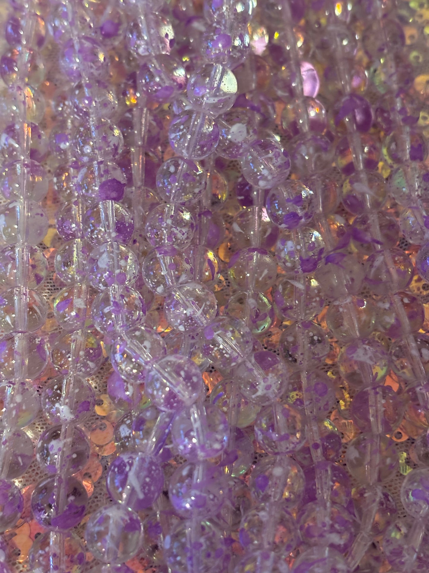Lavender/Clear Splatter Beads(40ct.)