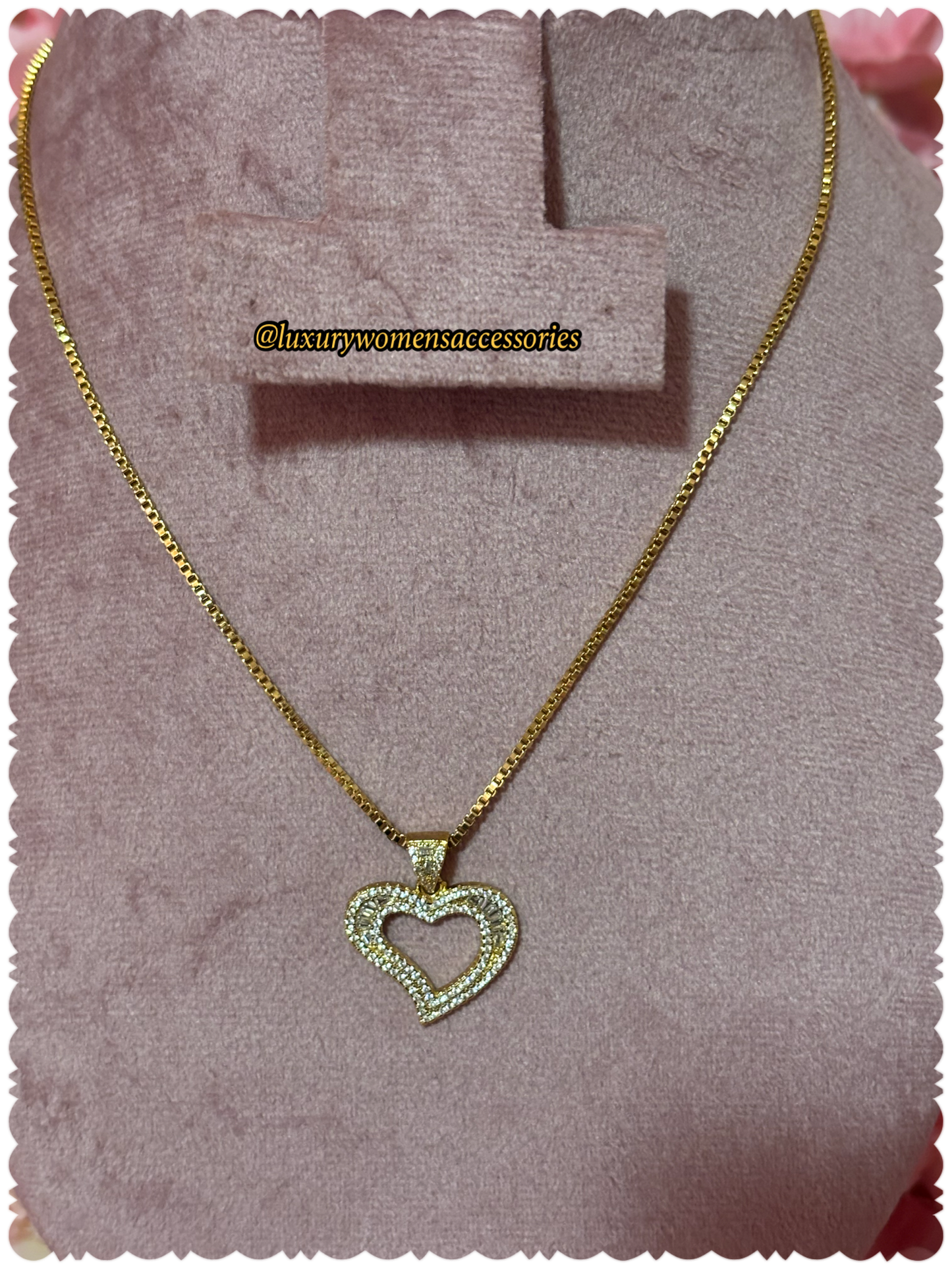 Gold Bling Heart Pendant Necklace