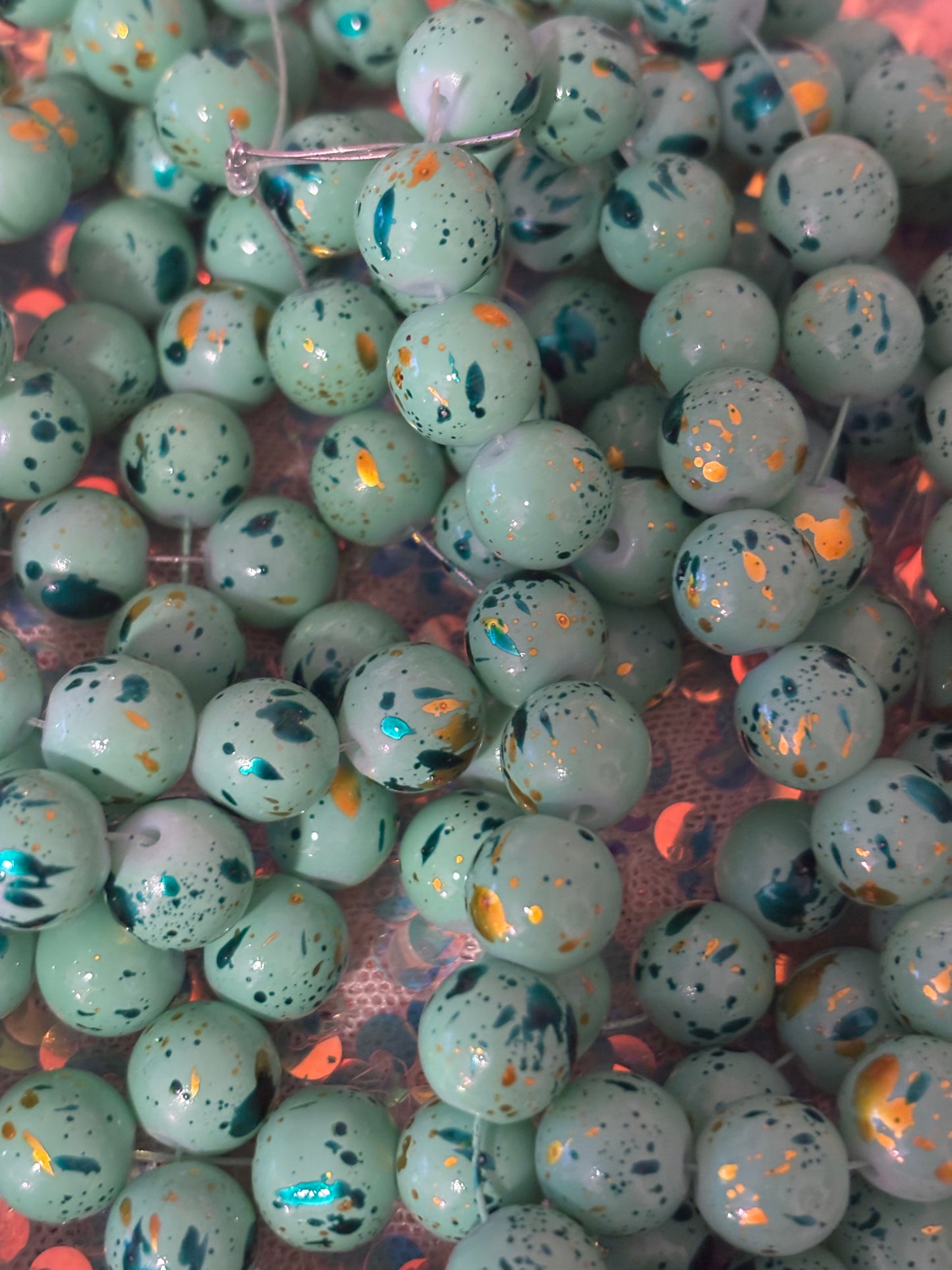 Light Green Splatter Beads(40ct.)
