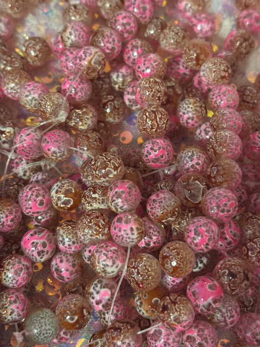 Pink/Brown Crackle Beads(40ct.)