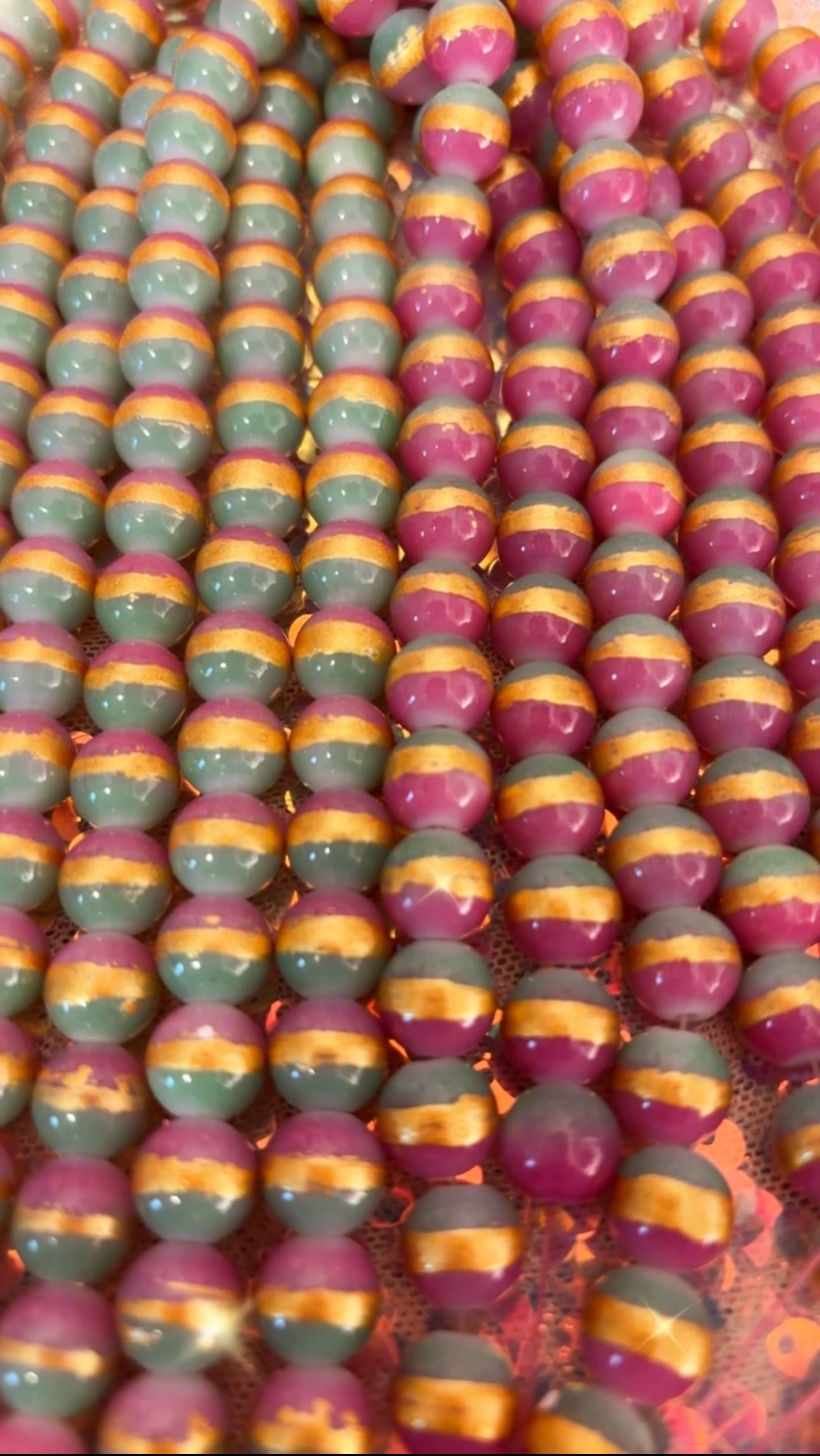 Lavendar/Gold/Green Beads(40ct.)