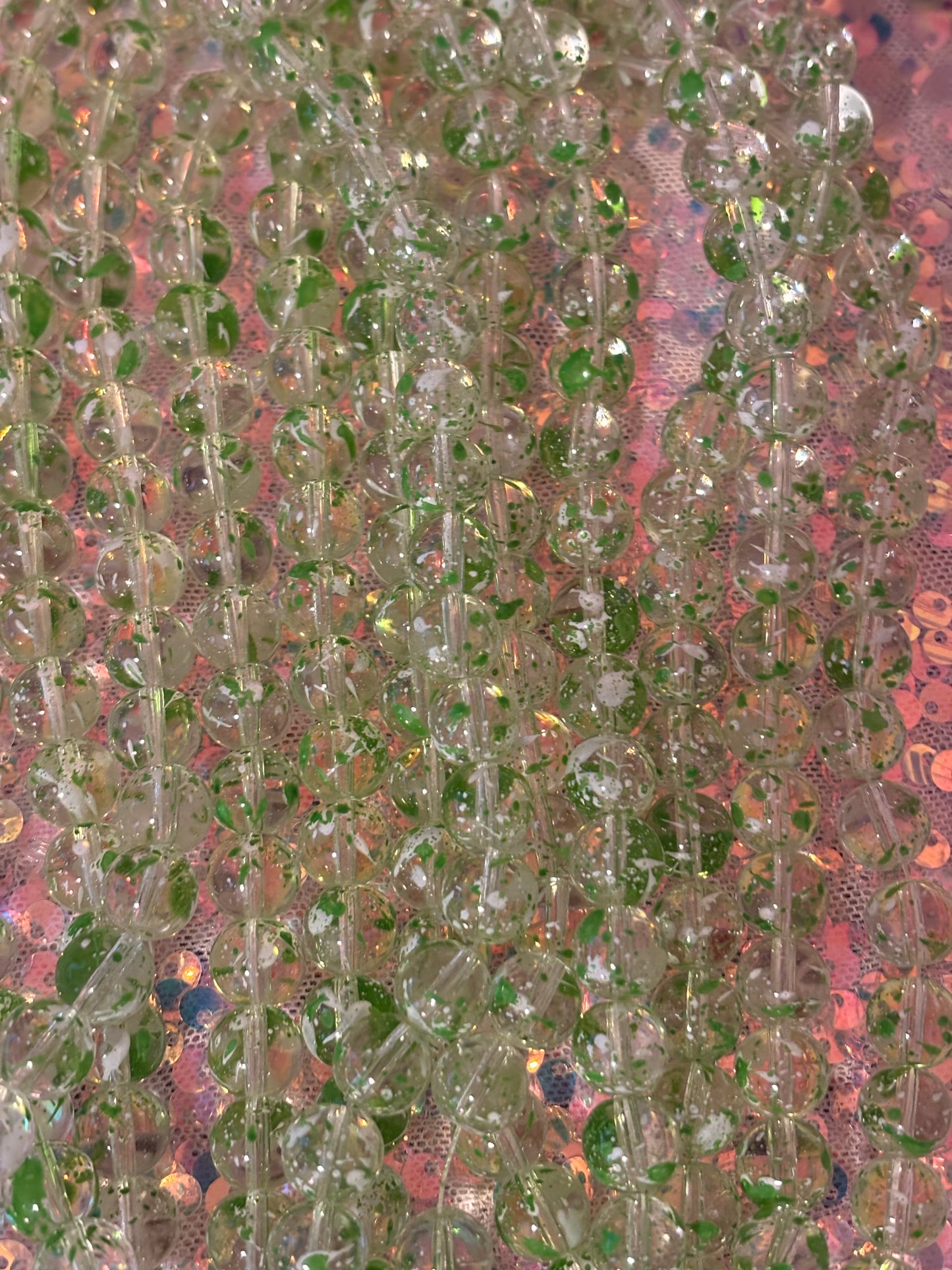 Green/Clear Splatter Beads(40ct.)