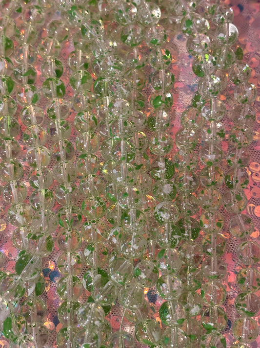 Green/Clear Splatter Beads(40ct.)