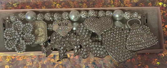 “Luxurious” “Silver Pearl” Beaded Watchband(42/44/45MM)