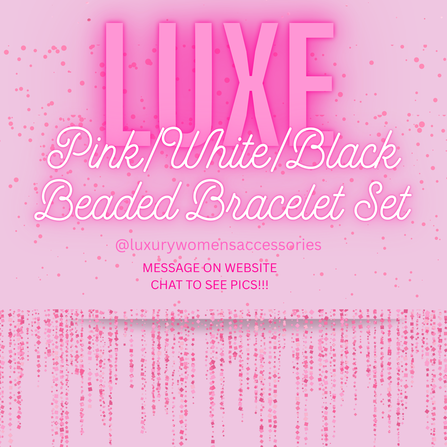 "Luxe" Pink/White/Black Beaded Bracelet Set(set of 3)