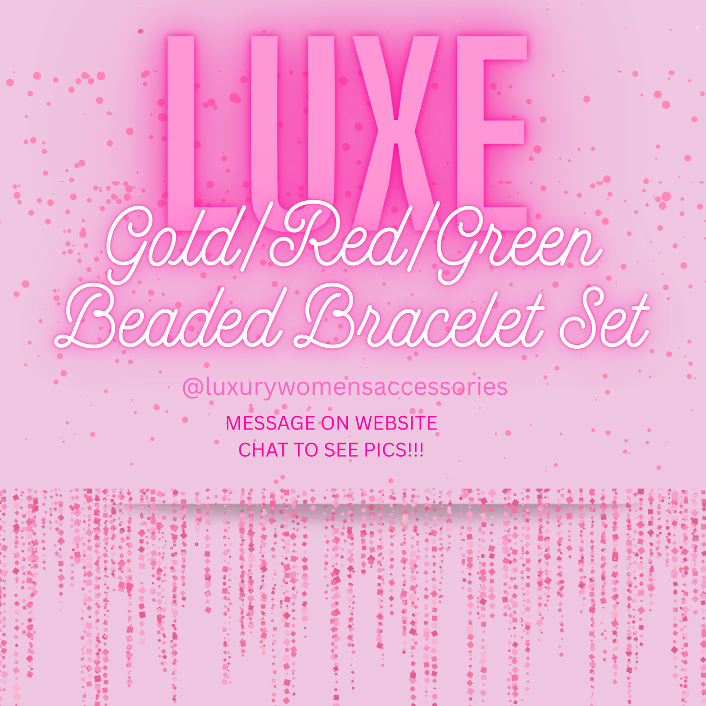 "Luxe" Gold/Red/Green Beaded Bracelet Set(set of 2)