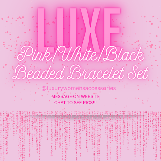 "Luxe" Pink/White/Black Beaded Bracelet Set(set of 3)