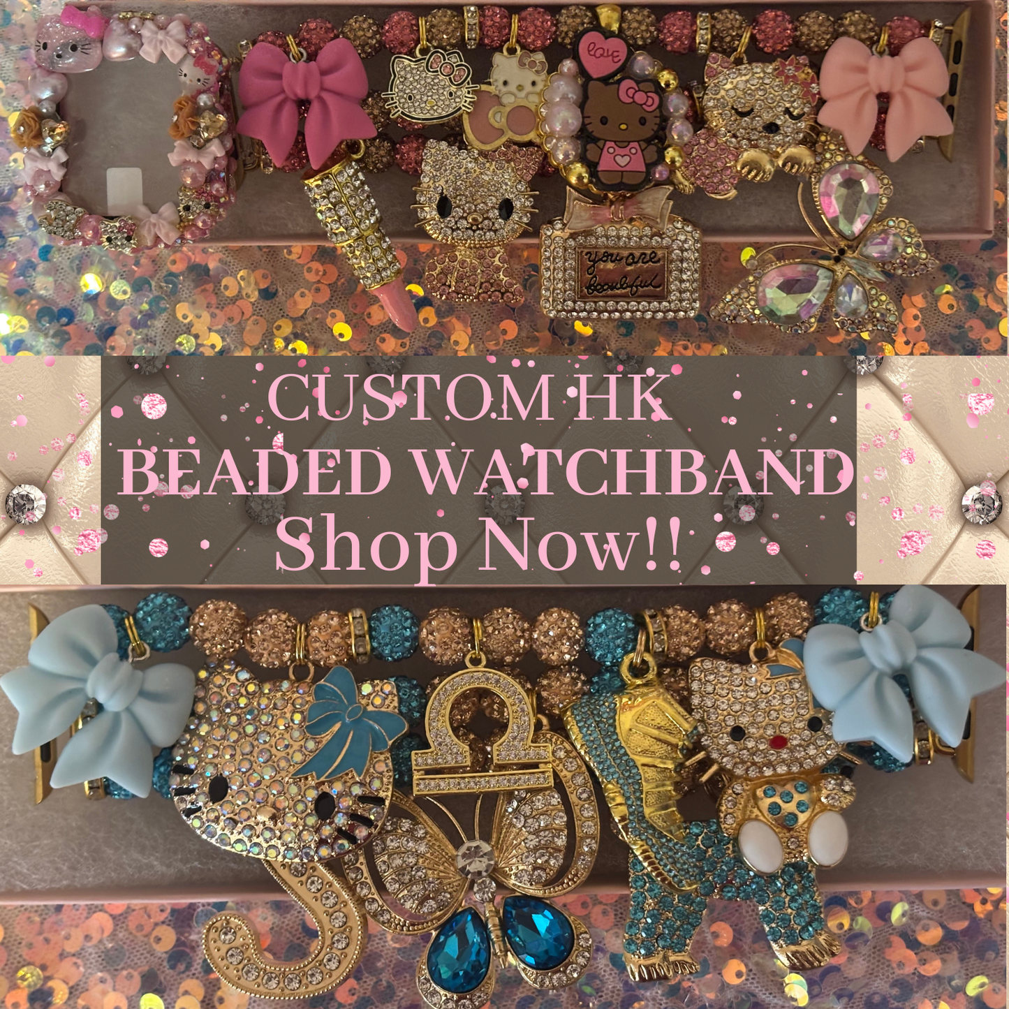 Custom “I Love HK” Beaded Watchband(Made To Order)