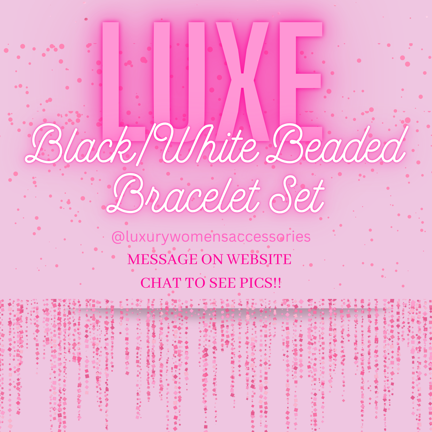 "Luxe" "Black/White" Beaded Bracelet Set(set of 3)