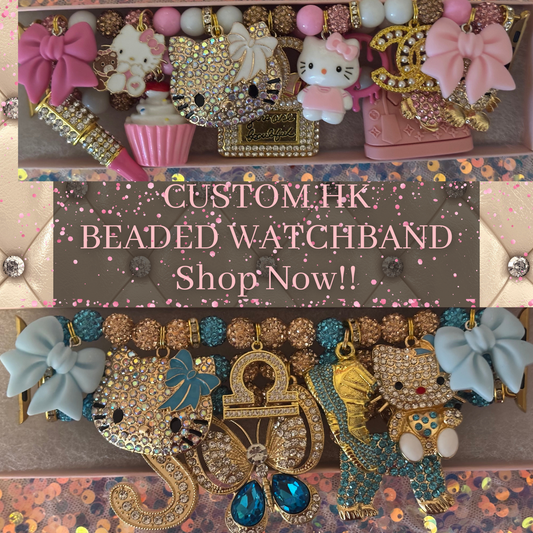 “Custom” “I Love HK” Beaded Watchband(Made To Order)