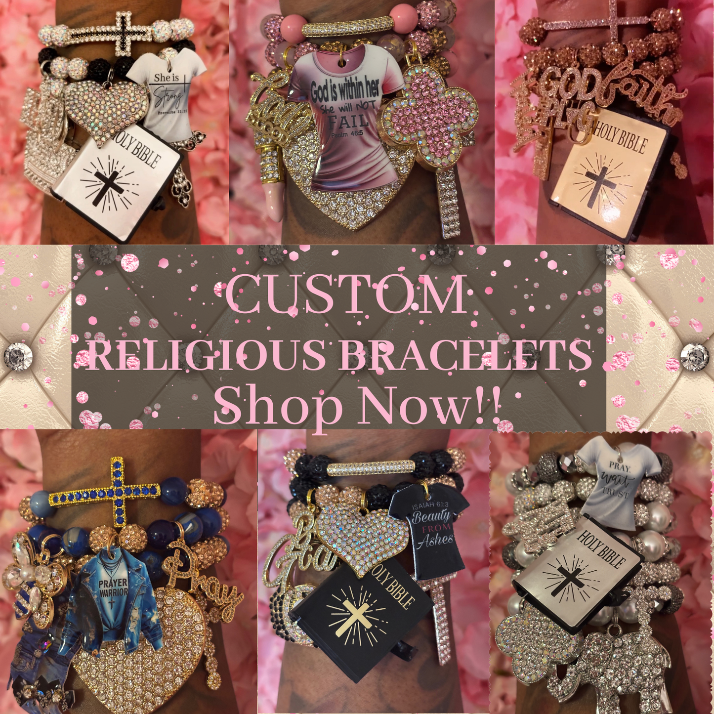 “Custom” Religious Beaded Bracelet Set(set of 3)(Made To Order)