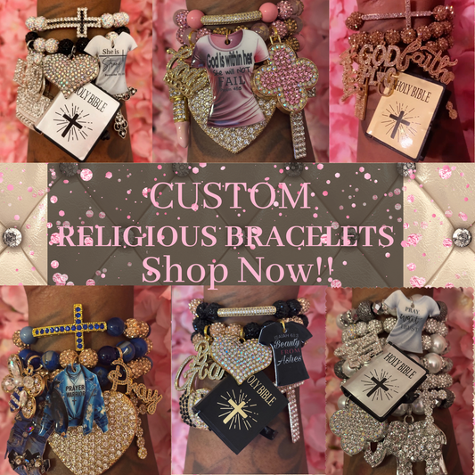 “Custom” Religious Beaded Bracelet Set(set of 3)(Made To Order)