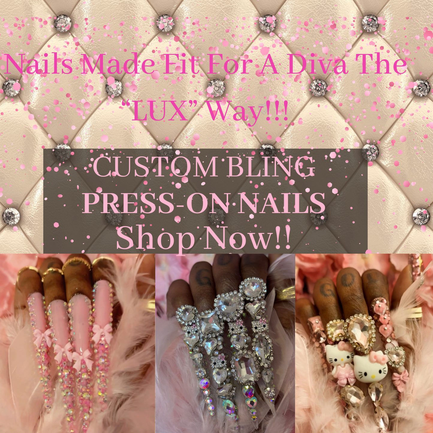 “Custom” Bling “Luxurious” Press-On Nails(Made To Order)